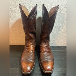 Men’s Vintage Lucchese Cowboy Boots Brown 2083 Made In San Antonio Size 13 AA